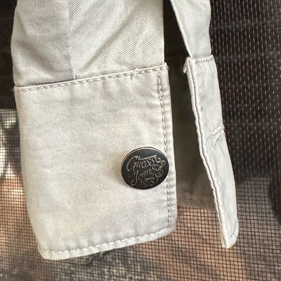 GUESS❓VINTAGE BUTTON JACKET TAN WOMEN SIZE MEDIUM STRETCH - Picture 11 of 14